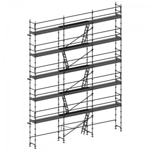 échafaudage façadier dacame duo 45 de 120m2 avec lisses planchers et plinthes