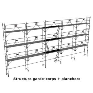 échafaudage façadier dacame duo 45 de 128m2 avec garde-corps et planchers