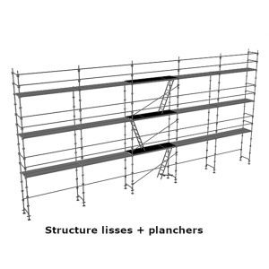 échafaudage façadier dacame duo 45 de 128m2 avec lisses et planchers