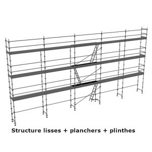 échafaudage façadier dacame duo 45 de 128m2 avec lisses planchers et plinthes
