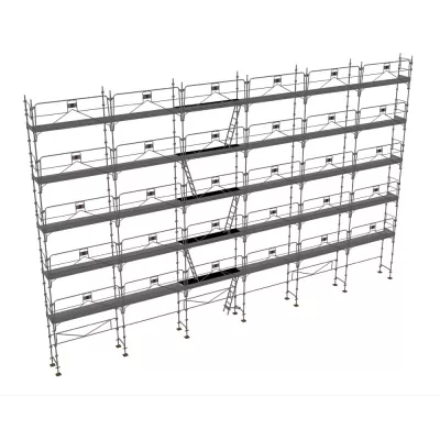 échafaudage façadier dacame duo 45 de 228m2 avec garde-corps planchers et plinthes