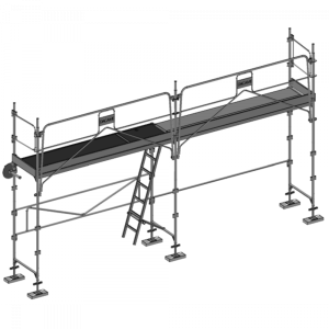 échafaudage façadier dacame duo 45 de 28m2 avec garde-corps planchers et plinthes