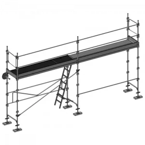 échafaudage façadier dacame duo 45 de 28m2 avec lisses planchers et plinthes