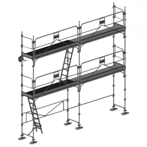 échafaudage façadier dacame duo 45 de 42m2 avec garde-corps planchers et plinthes