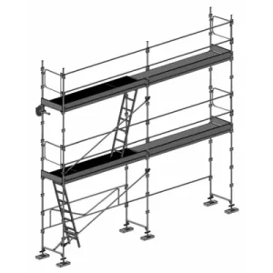 échafaudage façadier dacame duo 45 de 42m2 avec lisses planchers et plinthes