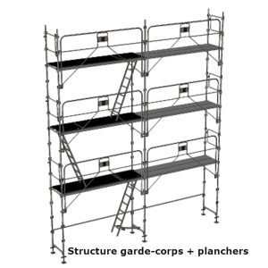échafaudage façadier dacame duo 45 de 56m2 avec garde-corps et planchers