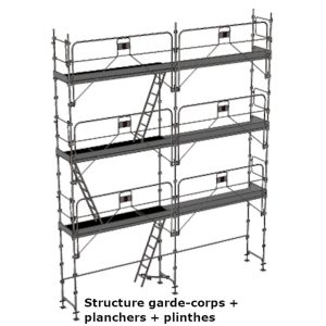 échafaudage façadier dacame duo 45 de 56m2 avec garde-corps planchers et plinthes