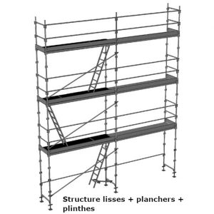 échafaudage façadier dacame duo 45 de 56m2 avec lisses planchers et plinthes