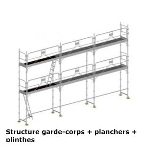 échafaudage façadier dacame duo 45 de 60m2 avec garde-corps planchers et plinthes