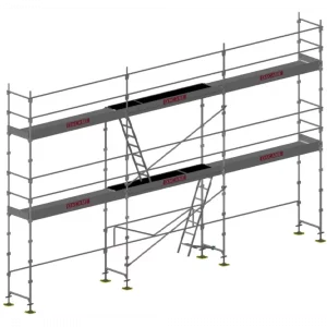 échafaudage façadier dacame duo 45 de 60m2 avec lisses planchers et plinthes