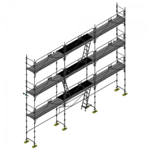 échafaudage façadier dacame duo 45 de 80m2 avec garde-corps planchers et plinthes