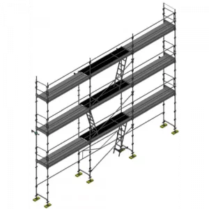échafaudage façadier dacame duo 45 de 80m2 avec lisses planchers et plinthes