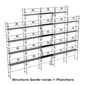 échafaudage façadier dacame duo45 à pignons de 180m2 avec garde corps et planchers