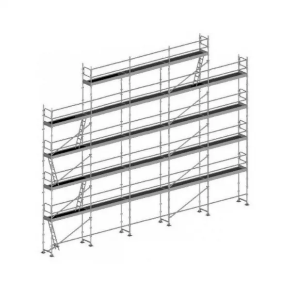 échafaudage façadier dacame duo45 à pignons de 180m2 avec lisses planchers et plinthes