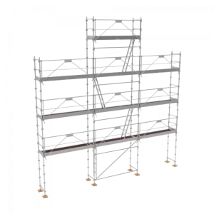 échafaudage façadier tubesca comabi R200 pignon de 88m2 en alu et bois avec garde corps