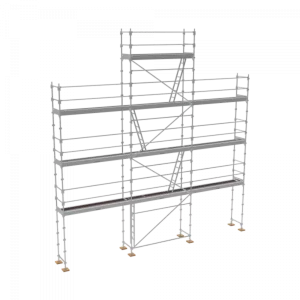 échafaudage façadier tubesca comabi R200 pignon de 88m2 en alu et bois avec lisses