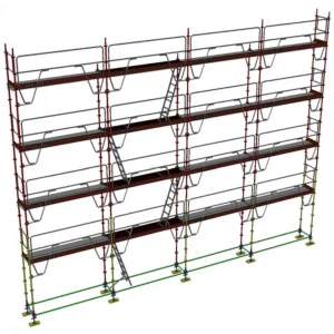échafaudage multidirectionnel dacame meka 48 de 130m2 avec garde corps